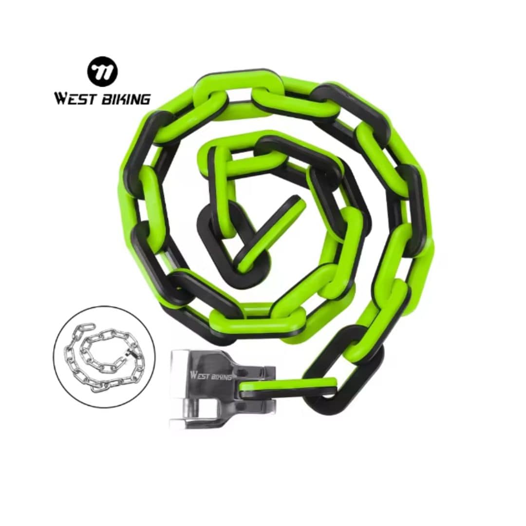 West Biking Accessories Fluorescence Green WEST BIKING Alloy Chain Lock