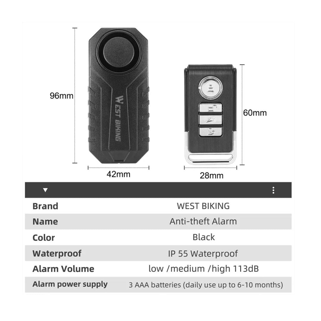 West Biking Accessories WEST BIKING Wireless Remote Anti Theft